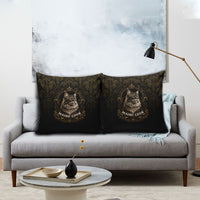 Maine Coon Cat Gentle Giant Pillow Cover Royal Feline Vintage Gold Damask Portrait