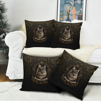 Maine Coon Cat Gentle Giant Pillow Cover Royal Feline Vintage Gold Damask Portrait