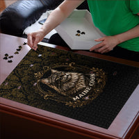 Maine Coon Cat Gentle Giant Puzzle Royal Feline Vintage Gold Damask Portrait