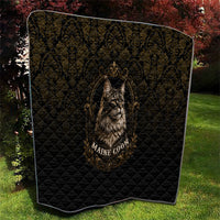 Maine Coon Cat Gentle Giant Quilt Royal Feline Vintage Gold Damask Portrait