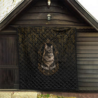 Maine Coon Cat Gentle Giant Quilt Royal Feline Vintage Gold Damask Portrait