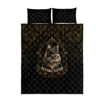 Maine Coon Cat Gentle Giant Quilt Bed Set Royal Feline Vintage Gold Damask Portrait