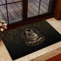 Maine Coon Cat Gentle Giant Rubber Doormat Royal Feline Vintage Gold Damask Portrait