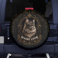 Maine Coon Cat Gentle Giant Spare Tire Cover Royal Feline Vintage Gold Damask Portrait