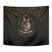 Maine Coon Cat Gentle Giant Tapestry Royal Feline Vintage Gold Damask Portrait
