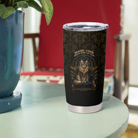 Maine Coon Cat Gentle Giant Tumbler Cup Royal Feline Vintage Gold Damask Portrait