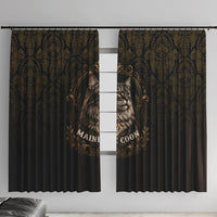 Maine Coon Cat Gentle Giant Window Curtain Royal Feline Vintage Gold Damask Portrait