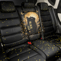 Black Cat Celestial Moon Back Car Seat Cover Mystical Gold Floral Night Sky