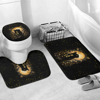 Black Cat Celestial Moon Bathroom Set Mystical Gold Floral Night Sky