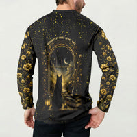 Black Cat Celestial Moon Button Sweatshirt Mystical Gold Floral Night Sky