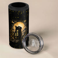 Black Cat Celestial Moon 4 in 1 Can Cooler Tumbler Mystical Gold Floral Night Sky