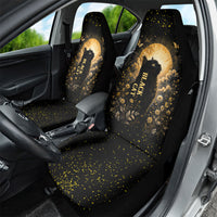 Black Cat Celestial Moon Car Seat Cover Mystical Gold Floral Night Sky