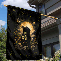 Black Cat Celestial Moon Garden Flag Mystical Gold Floral Night Sky