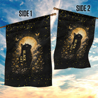 Black Cat Celestial Moon Garden Flag Mystical Gold Floral Night Sky