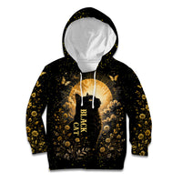 Black Cat Celestial Moon Kid Hoodie Mystical Gold Floral Night Sky
