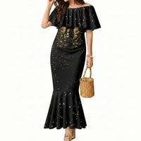 Black Cat Celestial Moon Mermaid Dress Mystical Gold Floral Night Sky