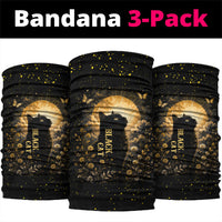 Black Cat Celestial Moon Neck Gaiter Mystical Gold Floral Night Sky