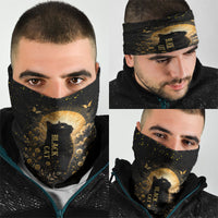 Black Cat Celestial Moon Neck Gaiter Mystical Gold Floral Night Sky