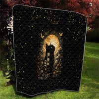 Black Cat Celestial Moon Quilt Mystical Gold Floral Night Sky