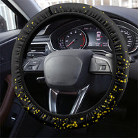Black Cat Celestial Moon Steering Wheel Cover Mystical Gold Floral Night Sky