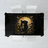 Black Cat Celestial Moon Tablecloth Mystical Gold Floral Night Sky