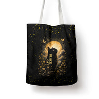Black Cat Celestial Moon Tote Bag Mystical Gold Floral Night Sky