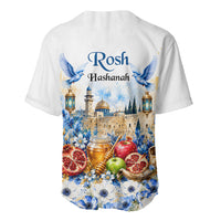 Rosh Hashanah Jewish New Year Baseball Jersey Watercolor Floral Apples Honey - Shofar Jewish Holiday