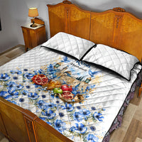 Rosh Hashanah Jewish New Year Quilt Bed Set Watercolor Floral Apples Honey - Shofar Jewish Holiday