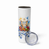 Rosh Hashanah Jewish New Year Skinny Tumbler Watercolor Floral Apples Honey - Shofar Jewish Holiday