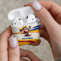 Colombia Christmas AirPods Case with Santa Skiing Colombian Flag and Holiday Ornament - Wonder Print Shop