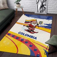 Colombia Christmas Area Rug with Santa Skiing Colombian Flag and Holiday Ornament - Wonder Print Shop