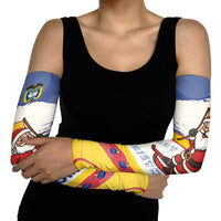 Colombia Christmas Arm Sleeves with Santa Skiing Colombian Flag and Holiday Ornament - Wonder Print Shop