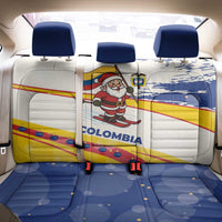 Colombia Christmas Back Car Seat Cover with Santa Skiing Colombian Flag and Holiday Ornament - Wonder Print Shop