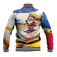 Colombia Christmas Baseball Jacket with Santa Skiing Colombian Flag and Holiday Ornament - Wonder Print Shop