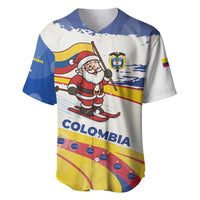 Colombia Christmas Baseball Jersey with Santa Skiing Colombian Flag and Holiday Ornament - Wonder Print Shop