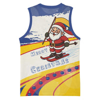 Colombia Christmas Basketball Jersey with Santa Skiing Colombian Flag and Holiday Ornament - Wonder Print Shop