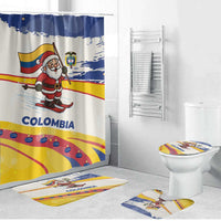Colombia Christmas Bathroom Set with Santa Skiing Colombian Flag and Holiday Ornament - Wonder Print Shop