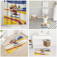 Colombia Christmas Bathroom Set with Santa Skiing Colombian Flag and Holiday Ornament - Wonder Print Shop