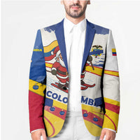 Colombia Christmas Blazer with Santa Skiing Colombian Flag and Holiday Ornament - Wonder Print Shop