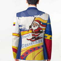 Colombia Christmas Blazer with Santa Skiing Colombian Flag and Holiday Ornament - Wonder Print Shop