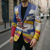 Colombia Christmas Blazer with Santa Skiing Colombian Flag and Holiday Ornament - Wonder Print Shop