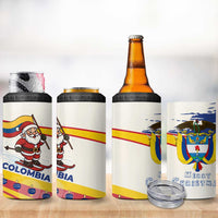 Colombia Christmas 4 in 1 Can Cooler Tumbler with Santa Skiing Colombian Flag and Holiday Ornament - Wonder Print Shop