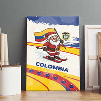 Colombia Christmas Canvas Wall Art with Santa Skiing Colombian Flag and Holiday Ornament - Wonder Print Shop