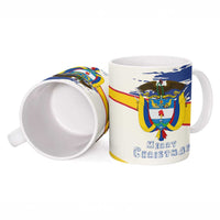 Colombia Christmas Ceramic Mug with Santa Skiing Colombian Flag and Holiday Ornament - Wonder Print Shop