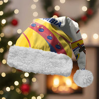 Colombia Christmas Santa Hat with Santa Skiing Colombian Flag and Holiday Ornament - Wonder Print Shop