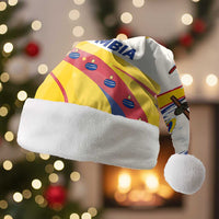 Colombia Christmas Santa Hat with Santa Skiing Colombian Flag and Holiday Ornament - Wonder Print Shop