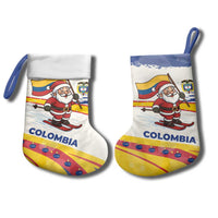 Colombia Christmas Stocking with Santa Skiing Colombian Flag and Holiday Ornament - Wonder Print Shop