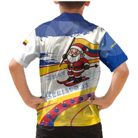 Colombia Christmas Family Matching Mermaid Dress and Hawaiian Shirt with Santa Skiing Colombian Flag and Holiday Ornament - Wonder Print Shop