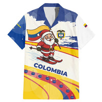 Colombia Christmas Family Matching Mermaid Dress and Hawaiian Shirt with Santa Skiing Colombian Flag and Holiday Ornament - Wonder Print Shop