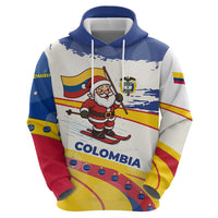 Colombia Christmas Hoodie with Santa Skiing Colombian Flag and Holiday Ornament - Wonder Print Shop
